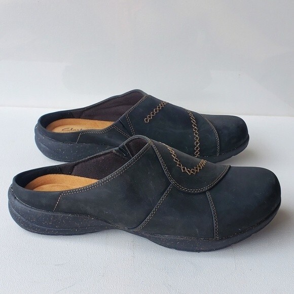 Clarks Collection Roseville Faye Clog Black Leather Womens 11 NWOB - Picture 3 of 8